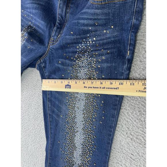 CACHE Embellished Blue Denim Jeans Bedazzled Rhinestones Women’s Size 12 y2k - Picture 10 of 15